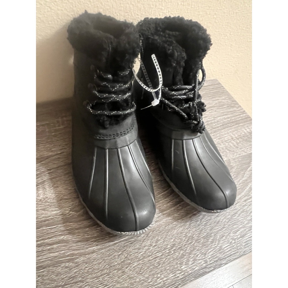 Sperry Women's Saltwater Alpine Black Leather Duck Boots Size 9.5 - Picture 2 of 7